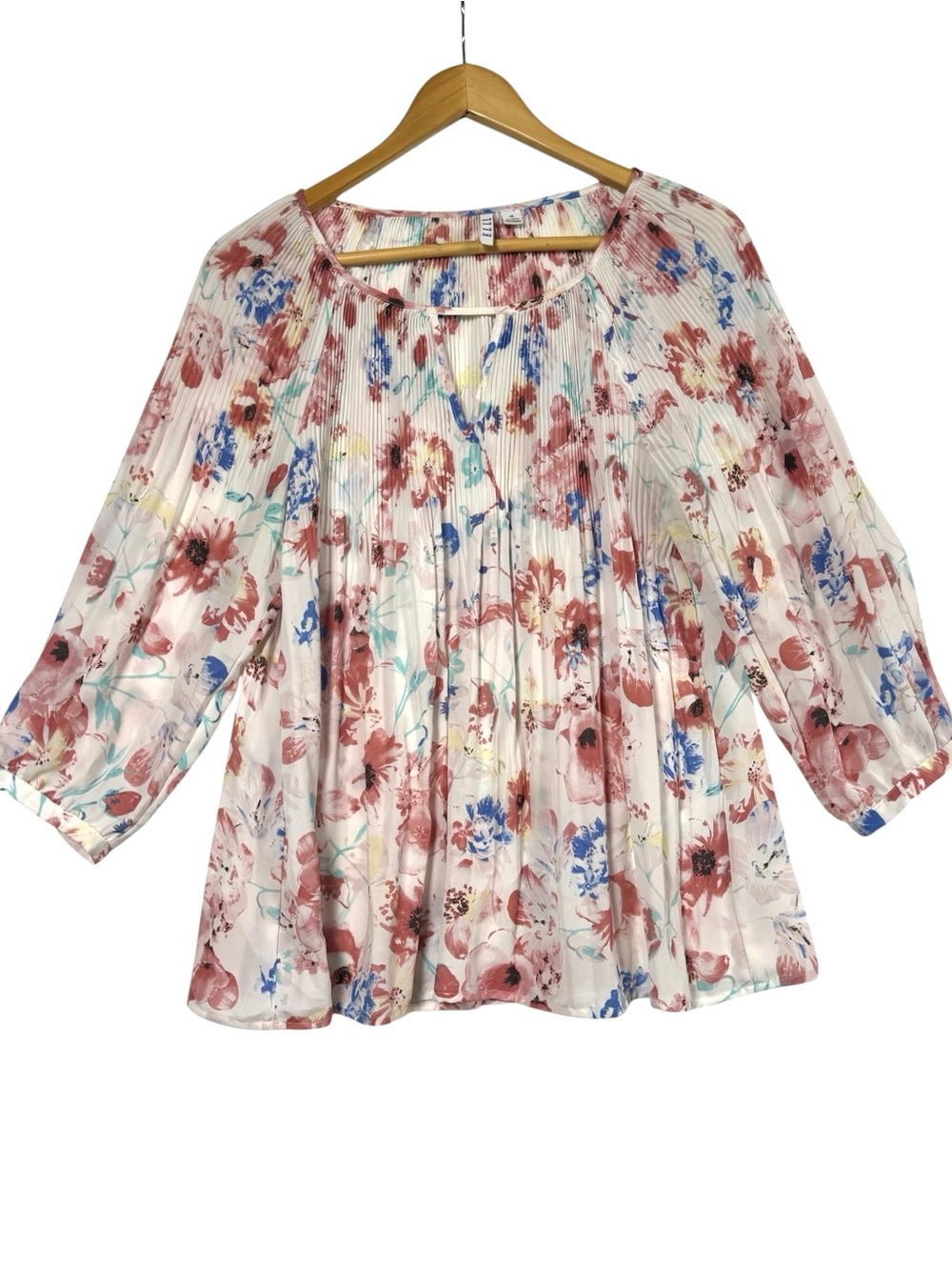 Elle semi-sheer floral peasant top MEIDUM